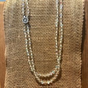Vintage double crystal strand necklace with clasp